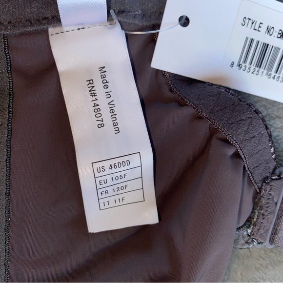 Curves Muse Underwire Bra Size 46DDD Gray Minimizer Lace Bow Adjustable NWT - Picture 5 of 5